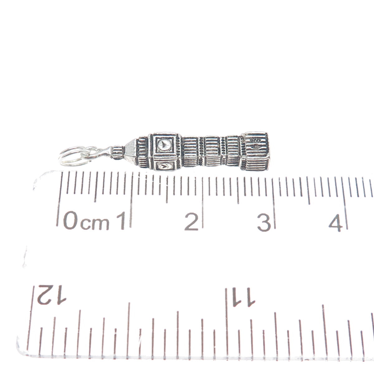 800 Silver Vintage Big Ben Minimalist 3D Charm Pendant