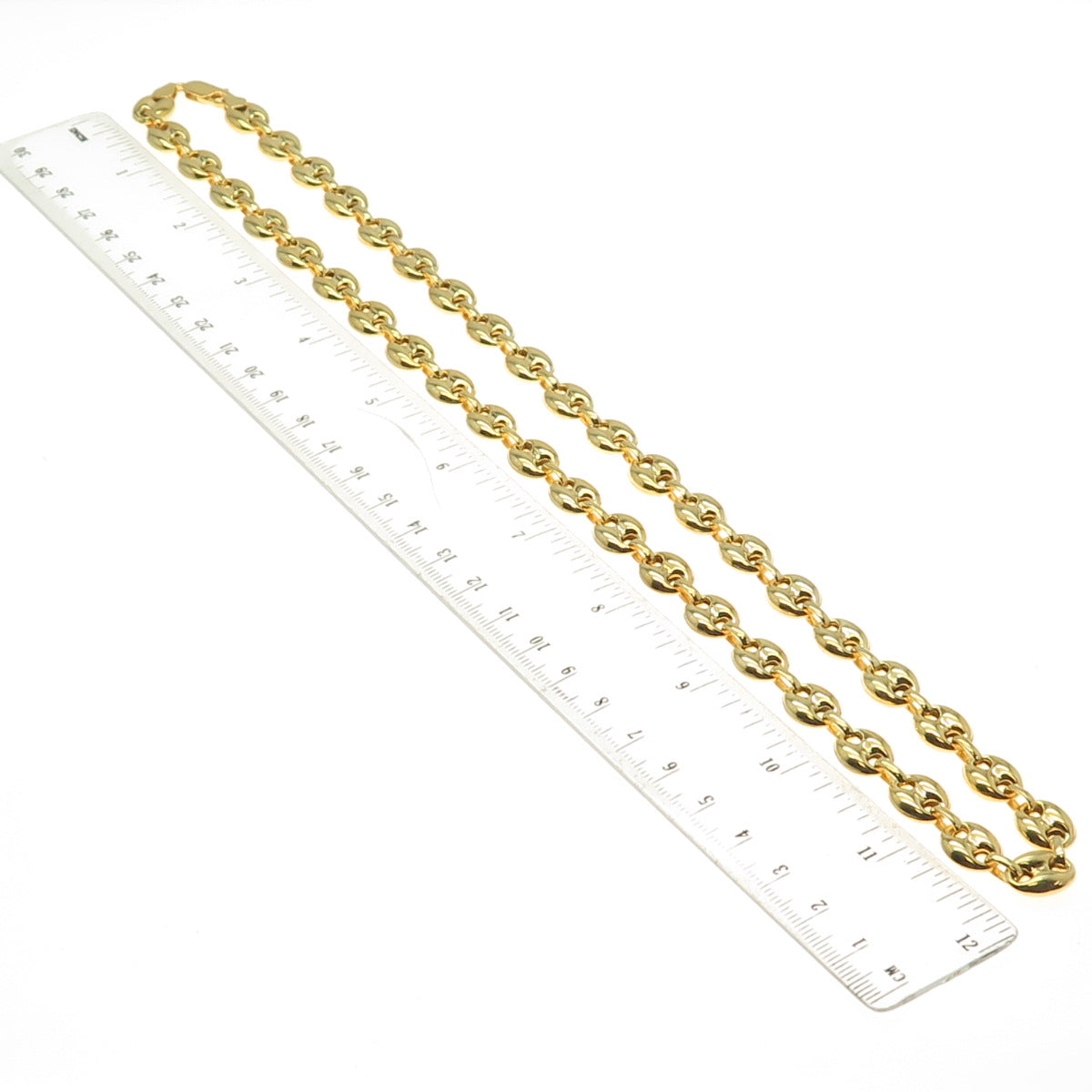 925 Sterling Silver Gold Plated Anchor Mariner Chain Necklace 24"