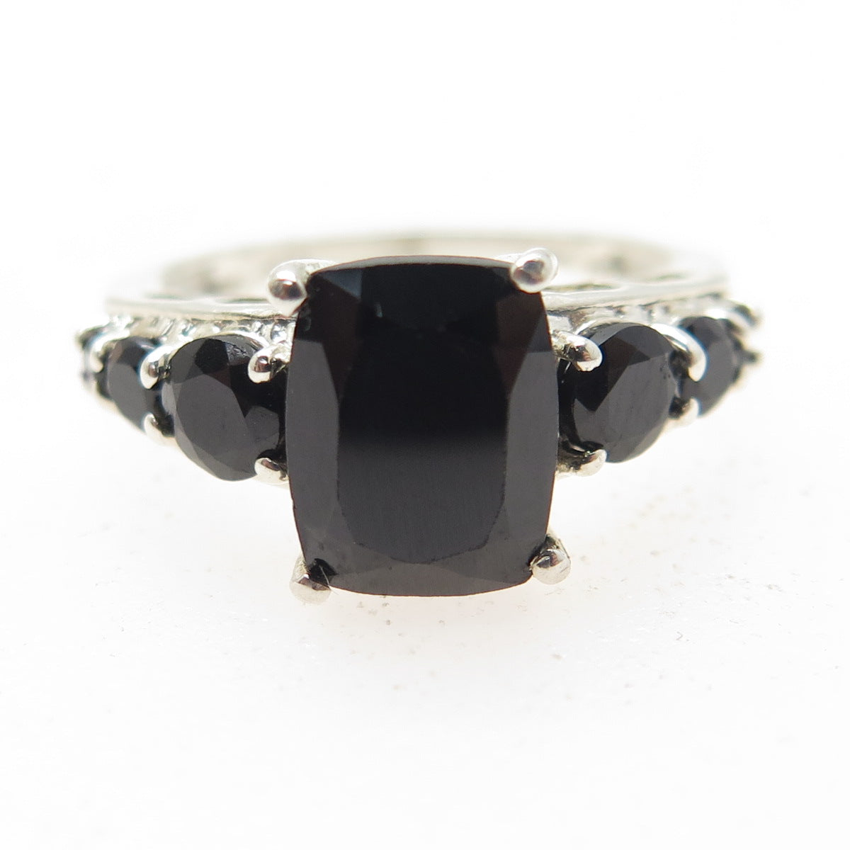 CHUCK CLEMENCY 925 Sterling Silver Real Black Spinel Ring Size 6.25