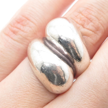 925 Sterling Silver Vintage Mexico Modernist Bypass Oxidized Ring Size 6.5