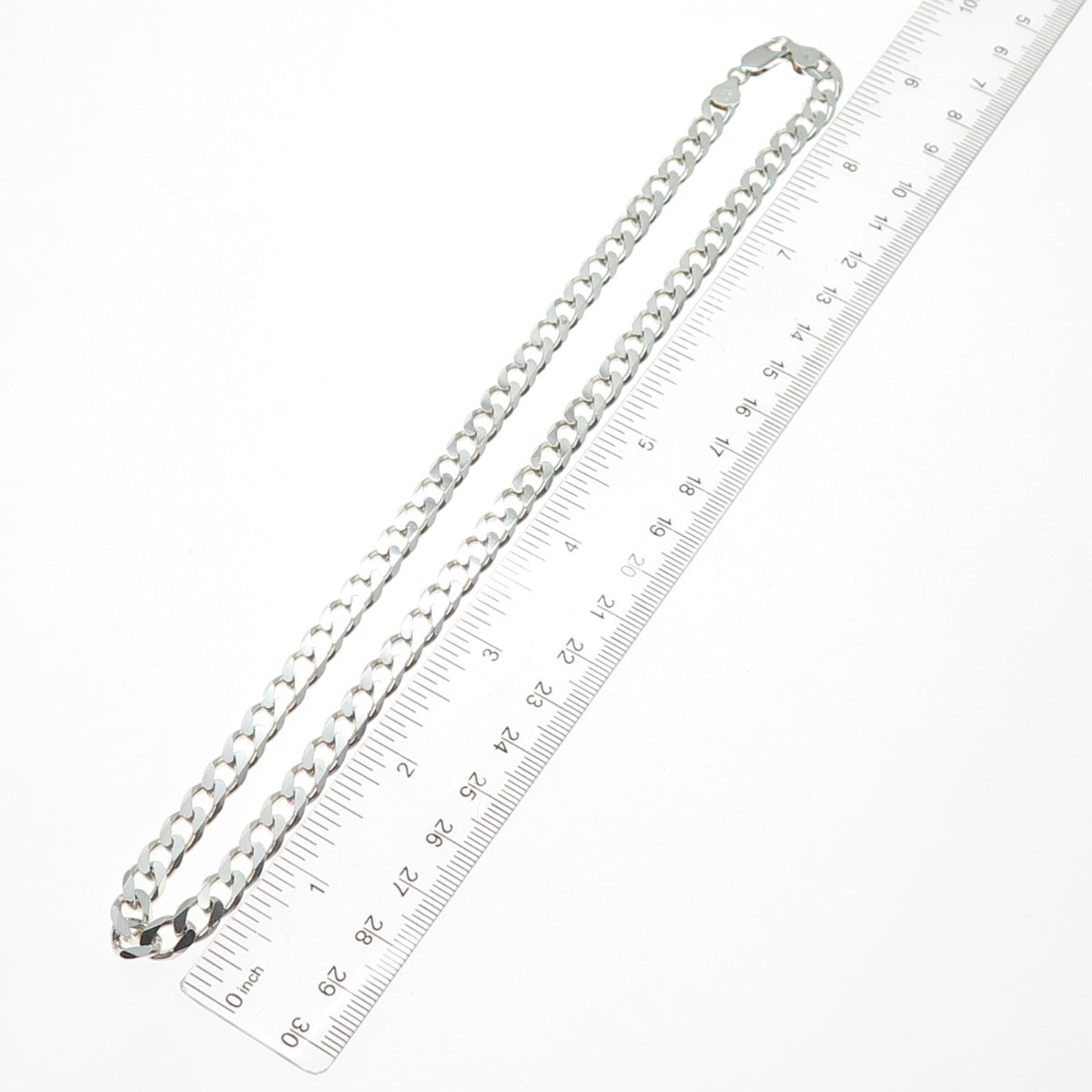 925 Sterling Silver Vintage Italy Curb Chain Necklace 18"