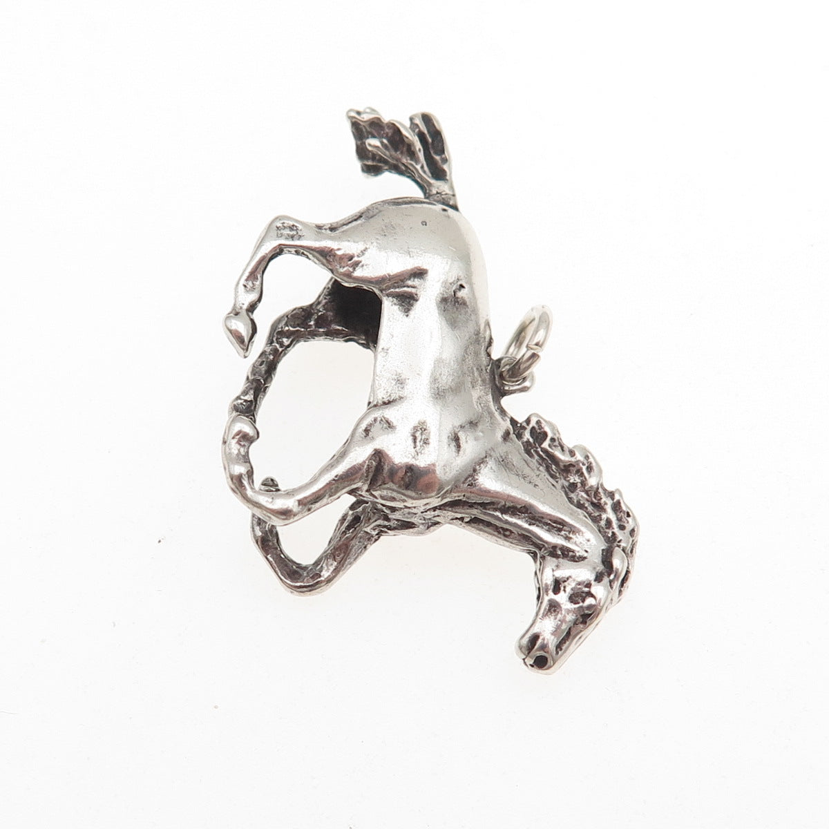 925 Sterling Silver Vintage Wild Horse Oxidized 3D Charm Pendant