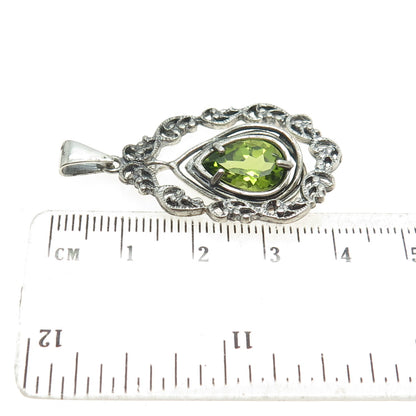 OR PAZ PZ 925 Sterling Silver Vintage Israel Real Peridot Oxidized Pendant