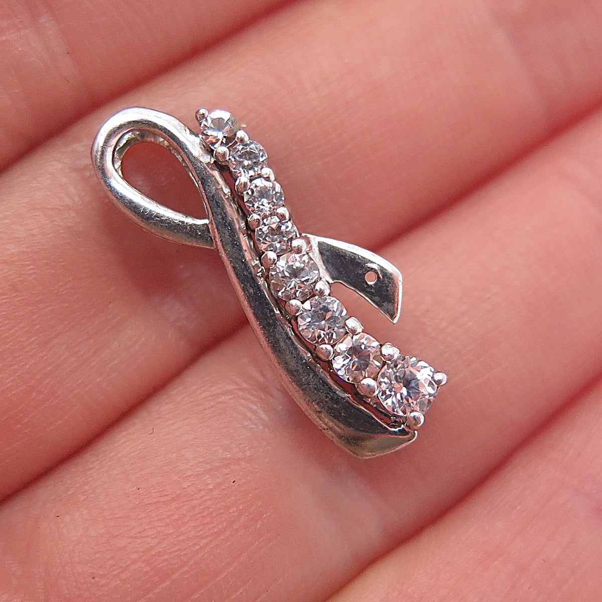 925 Sterling Real Topaz & Lab-Created Sapphire Dual Sided Ribbon Slide Pendant