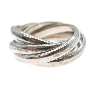 925 Sterling Silver Vintage Mexico Interlocked Multi-Band Ring Size 5.5