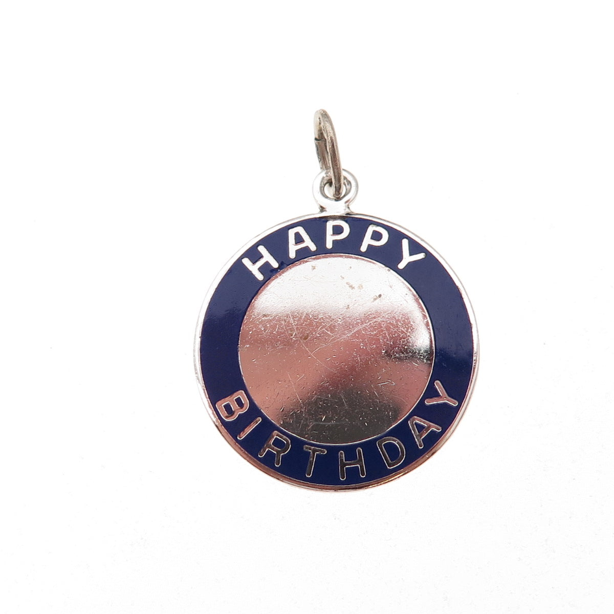 Beau 925 Sterling Silver Vintage Enamel Happy Birthday Tommy Charm Pendant