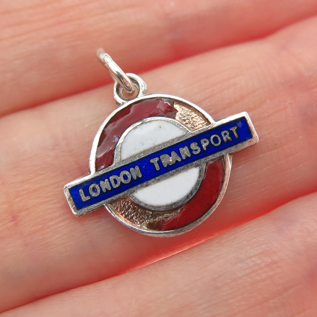 WARD BROS 925 Sterling Silver Vintage 1964 Enamel London Transport Mini Pendant