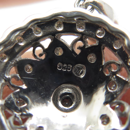 925 Sterling Silver Real Round-Cut Diamond Flower Blossom Pendant