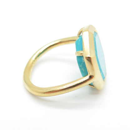 KENDRA SCOTT 925 Sterling Silver Gold Plated Real Turquoise Ring Size 3.25