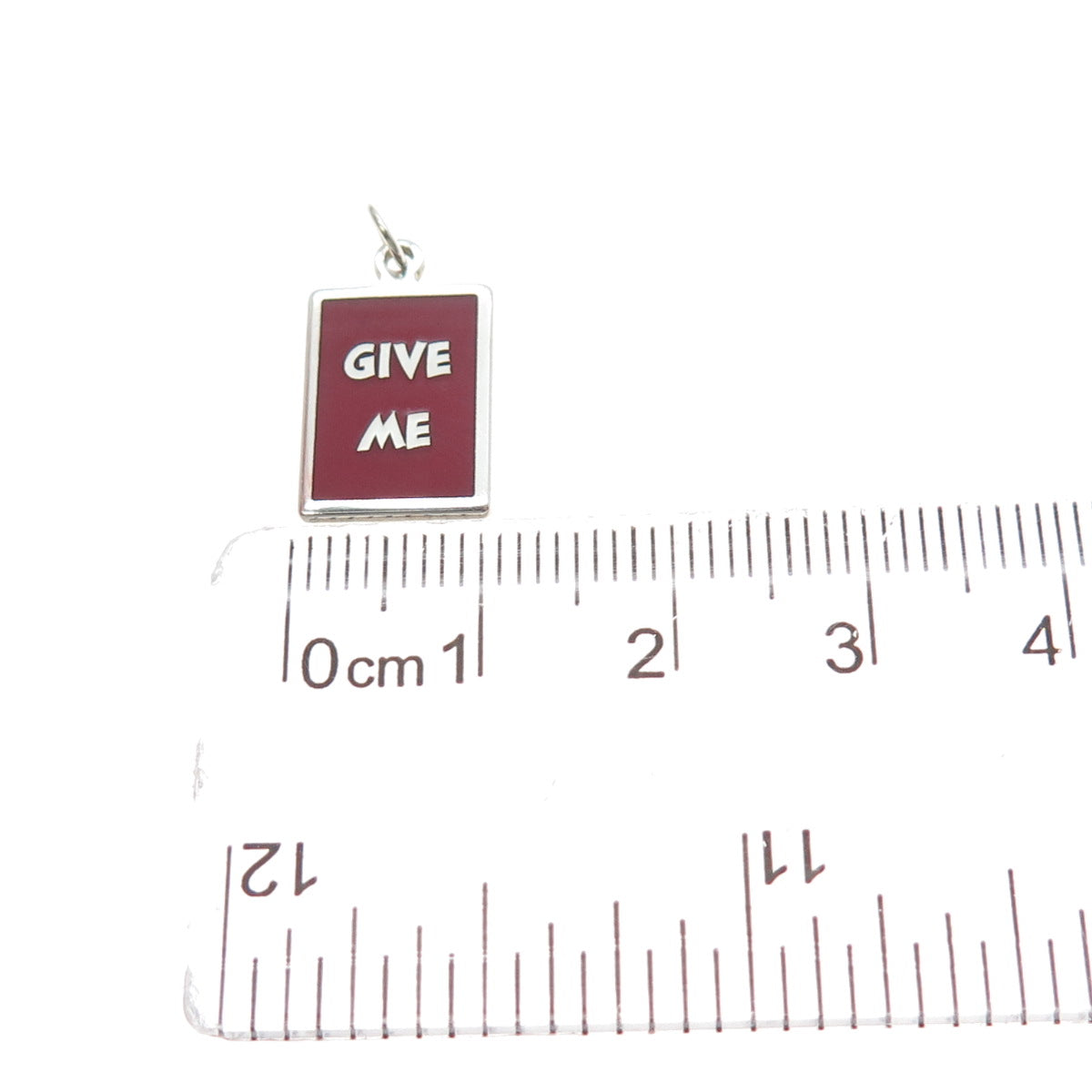925 Sterling Silver Red Enamel Give Me Minimalist Charm Pendant