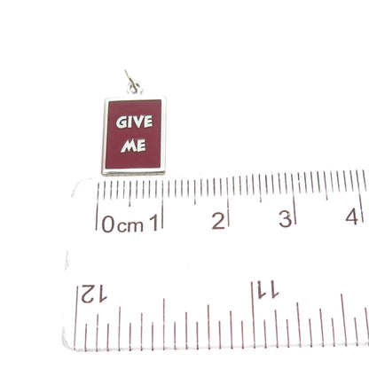 925 Sterling Silver Red Enamel Give Me Minimalist Charm Pendant