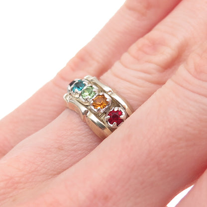 Vargas Sterling Silver Gold Plated Antique Art Deco Rhinestone Ring Size 5.75