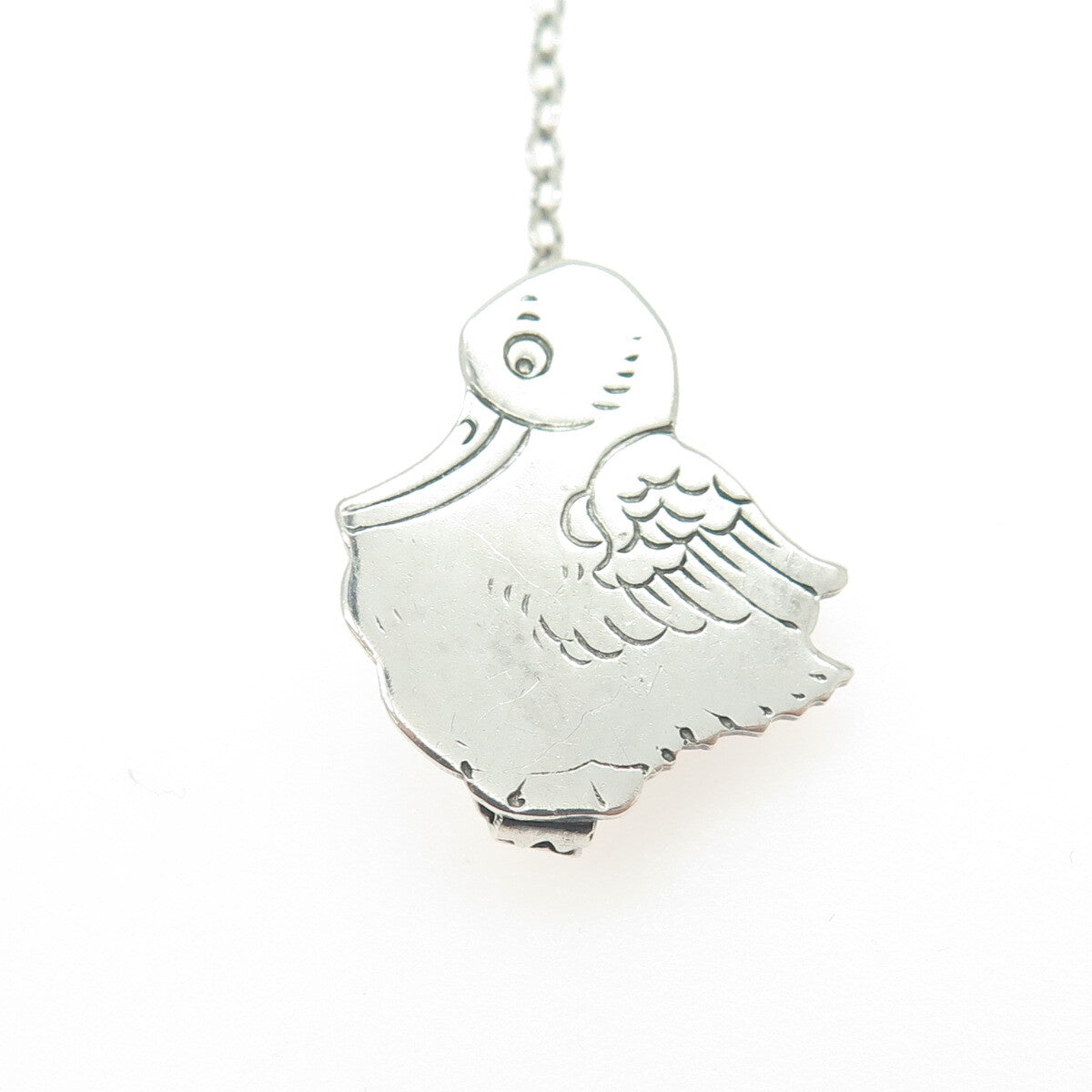 WEBSTER CO. 925 Sterling Silver Antique Art Deco Duck Chain Collar Clips