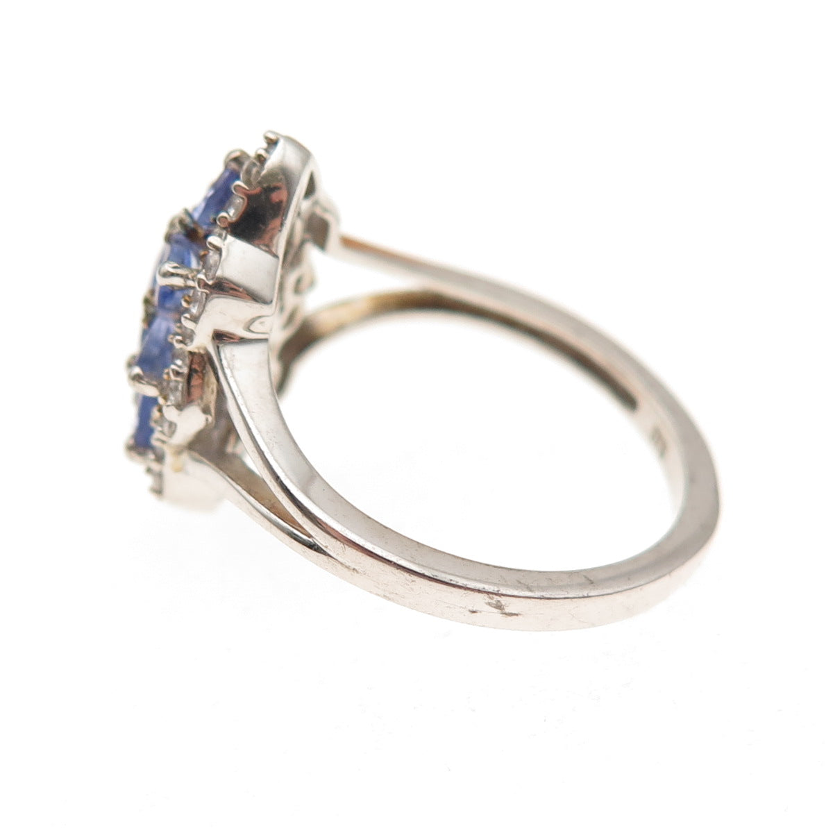 Chuck Clemency 925 Sterling Silver Real Tanzanite & White Topaz Ring Size 8