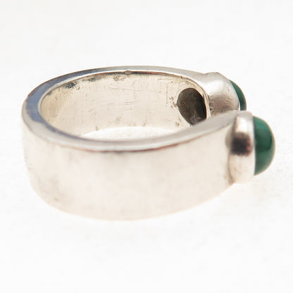 ZU Design 925 Sterling Silver Vintage Real Malachite Adjustable Ring Size 7