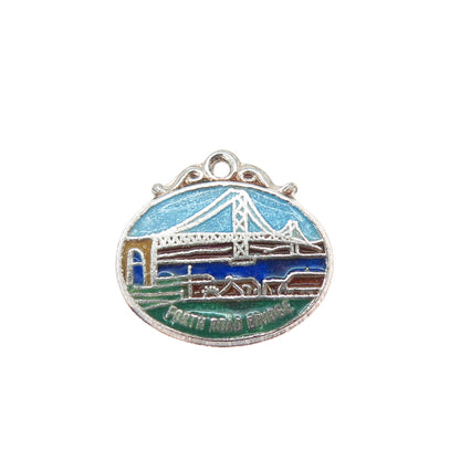 WBS WARD BROS Sterling Antique Enamel Forth Road Bridge Minimalist Charm Pendant