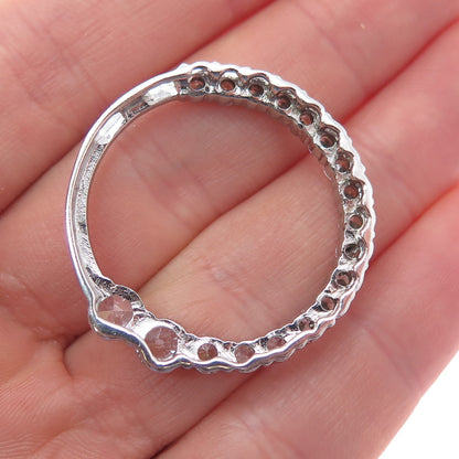 925 Sterling Silver Round-Cut C Z Circle of Life Slide Pendant
