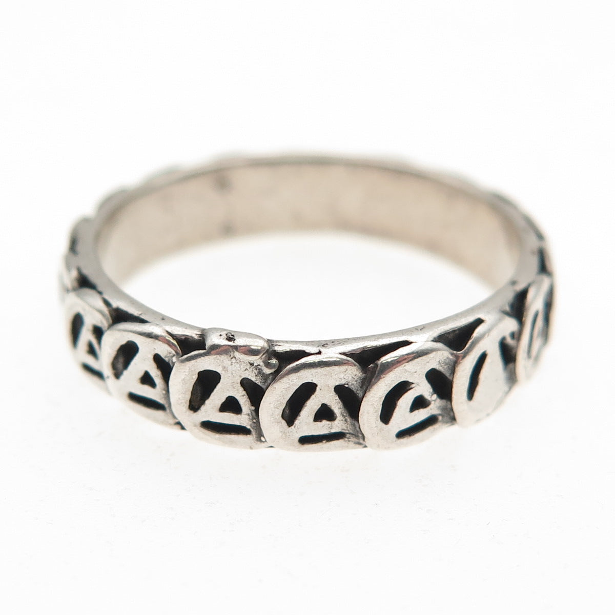 925 Sterling Silver Vintage Alcoholics Anonymous Oxidized Band Ring Size 9