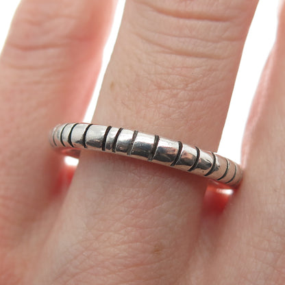 VERSANI 925 Sterling Silver Vintage Stackable Ribbed Band Ring Size 8.25