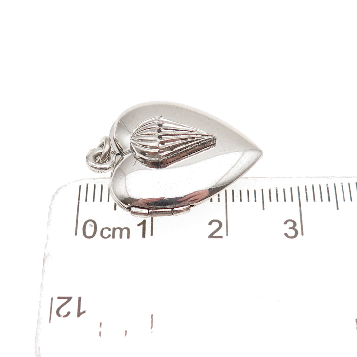925 Sterling Silver Vintage Parachute Heart Locket Charm Pendant