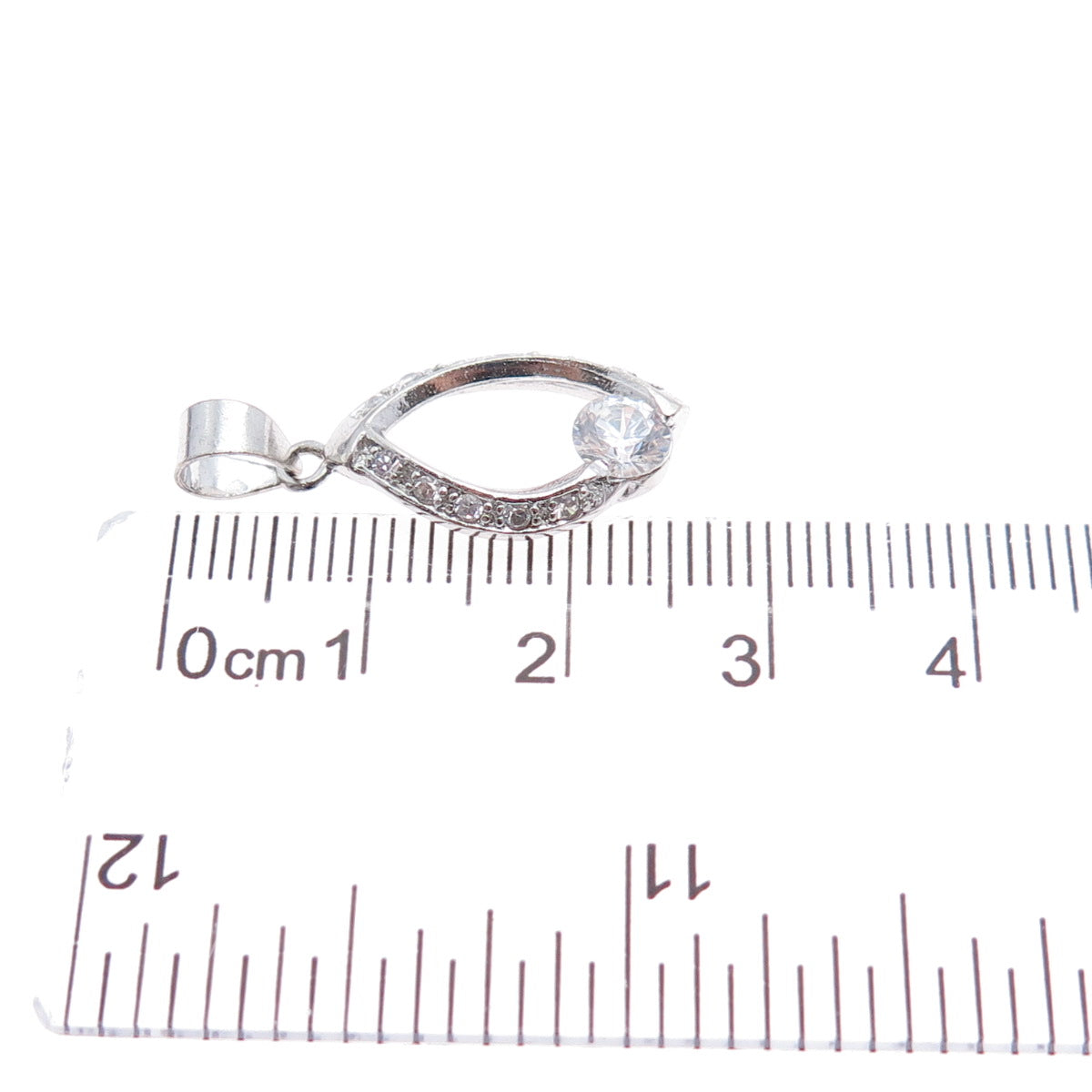 925 Sterling Silver Round-Cut C Z Minimalist Charm Pendant