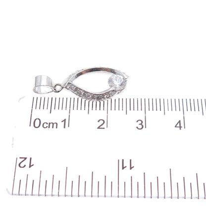 925 Sterling Silver Round-Cut C Z Minimalist Charm Pendant
