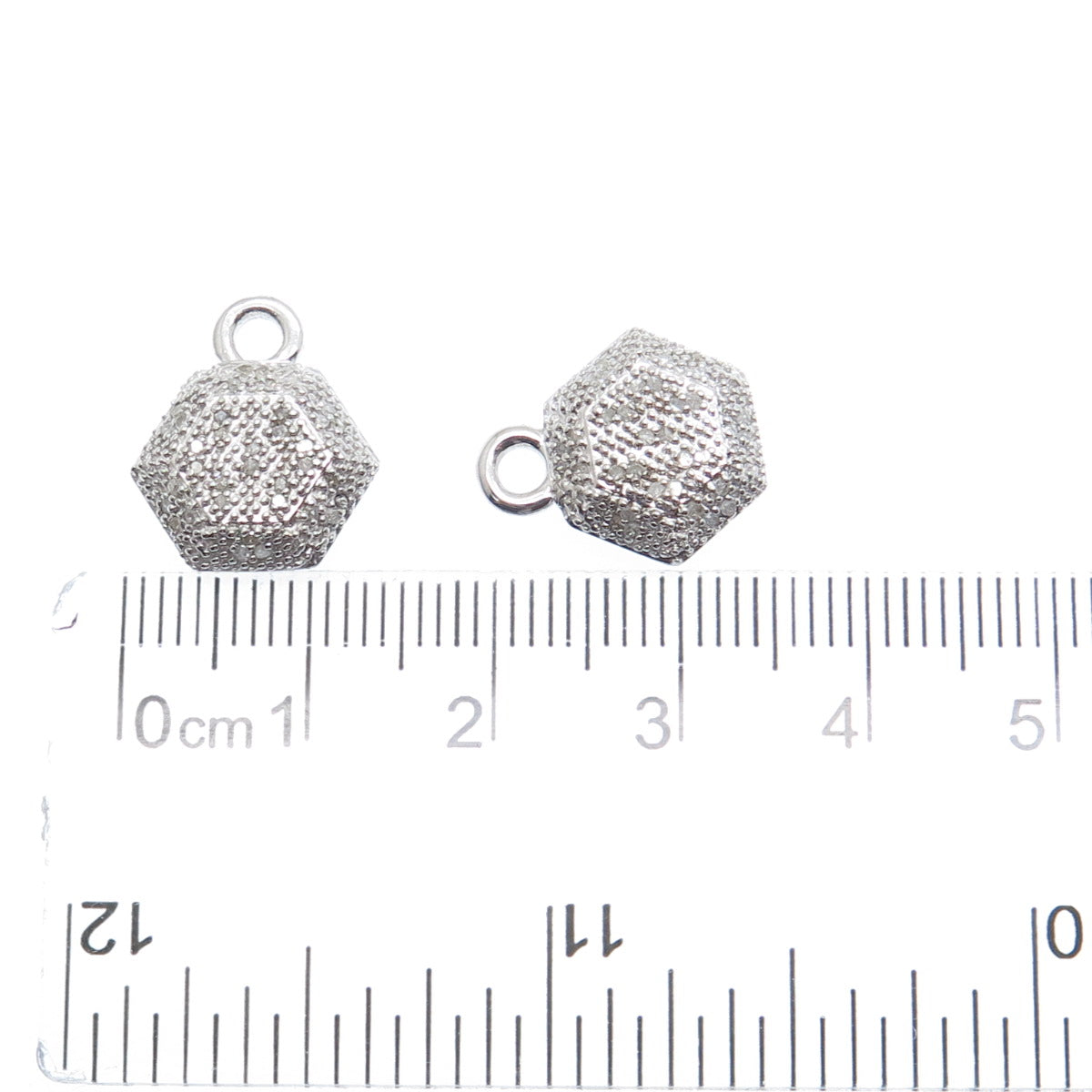 FADI Sterling Silver Real Round-Cut Diamond Hexagon Geometric Jacket Earrings