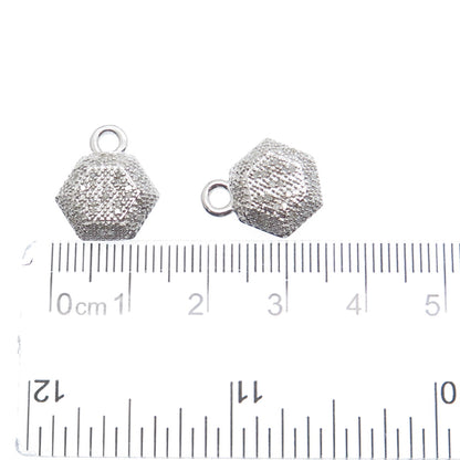 FADI Sterling Silver Real Round-Cut Diamond Hexagon Geometric Jacket Earrings