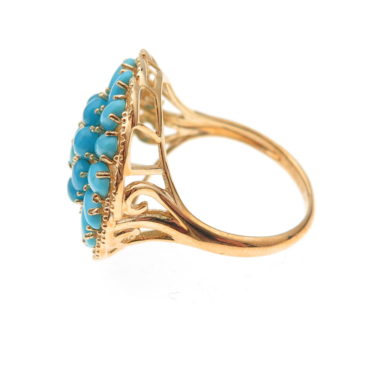 Tehya Oyama Sterling Gold Plated Real Sleeping Beauty Turquoise Ring Size 8.25