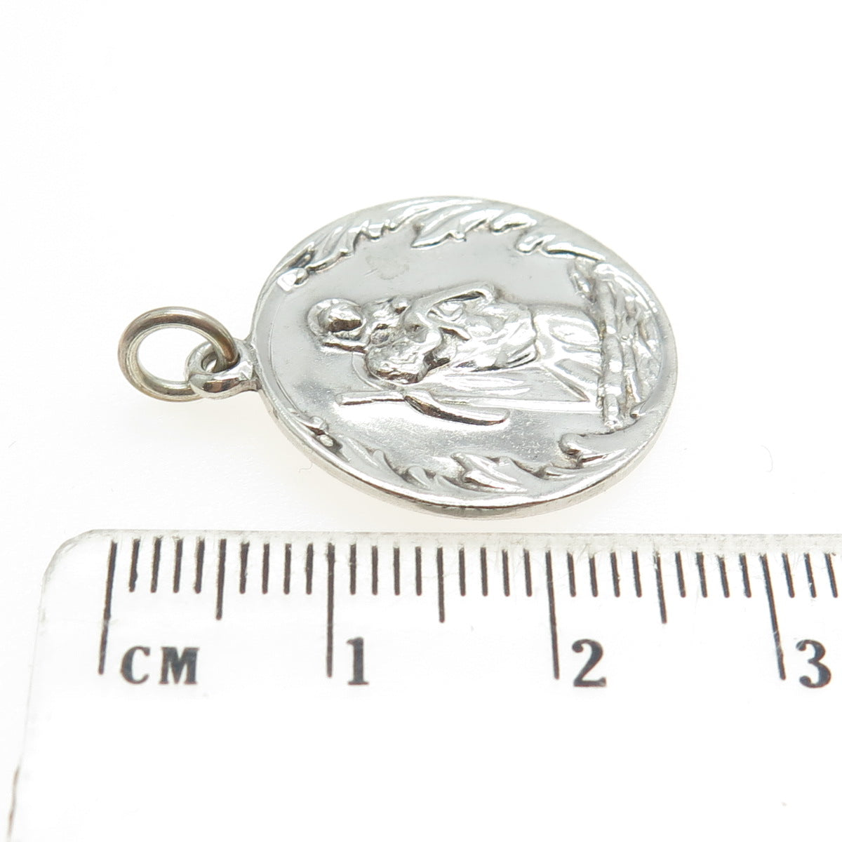 925 Sterling Silver Vintage St. Christopher Religious Pendant