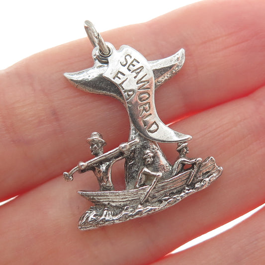 PACIFIC JEWELRY Sterling Silver Vintage Sea World Whale Boat Minimalist Pendant