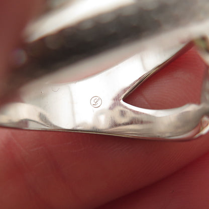 925 Sterling Silver Round-Cut C Z Crisscross Ring Size 8.25