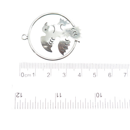 925 Sterling Silver Vintage Mexico Eagle Bird Oxidized Charm Pendant