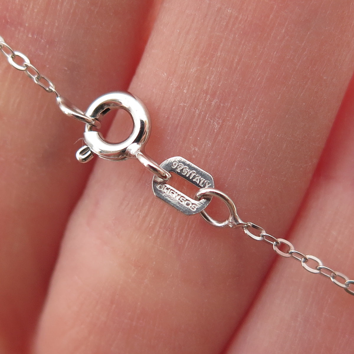 Chuck Clemency 925 Sterling Silver Real Green Amethyst Cable Chain Necklace 20"