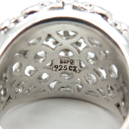 J. ESPOSITO 925 Sterling Silver Round-Cut Shaped C Z Domed Ring Size 6.25