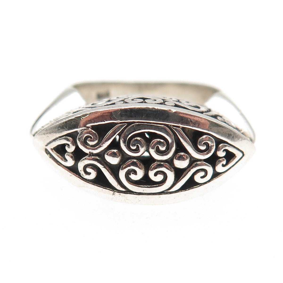 925 Sterling Silver Vintage Modernist Scroll Oxidized Ring Size 8.25