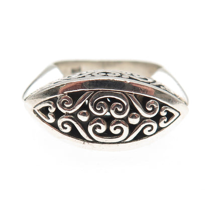 925 Sterling Silver Vintage Modernist Scroll Oxidized Ring Size 8.25
