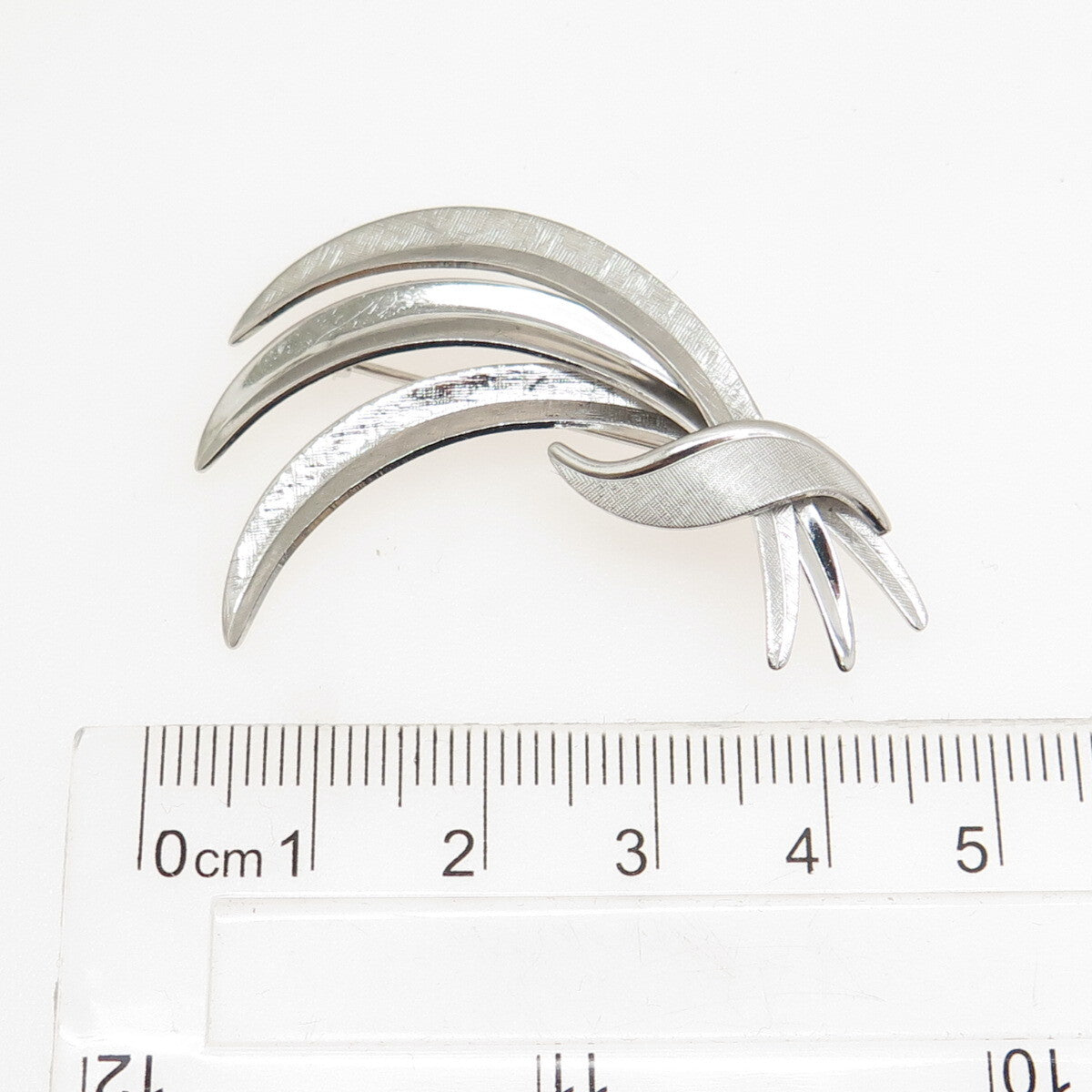 VAN DELL 925 Sterling Silver Antique Art Deco Real Pearl Leaf Pin Brooch