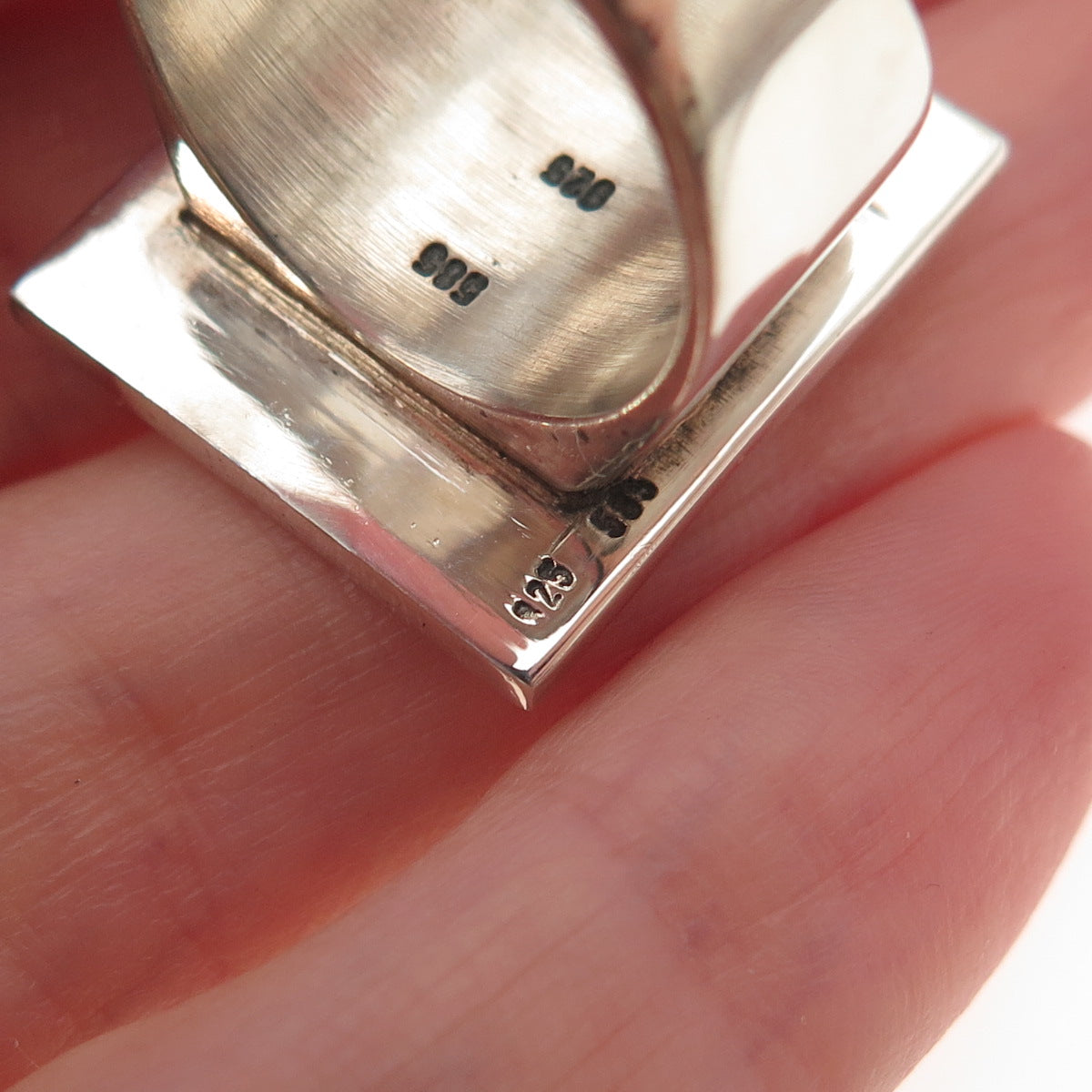 925 Sterling Silver 14K Gold Vintage Modernist Oxidized Ring Size 7