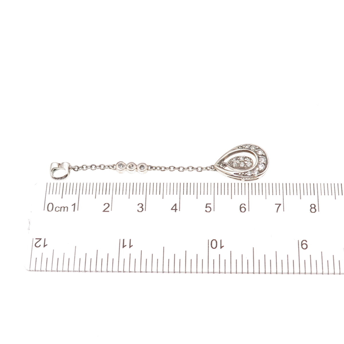 925 Sterling Silver Vintage C Z Drop Chain Dangle Charm Pendant