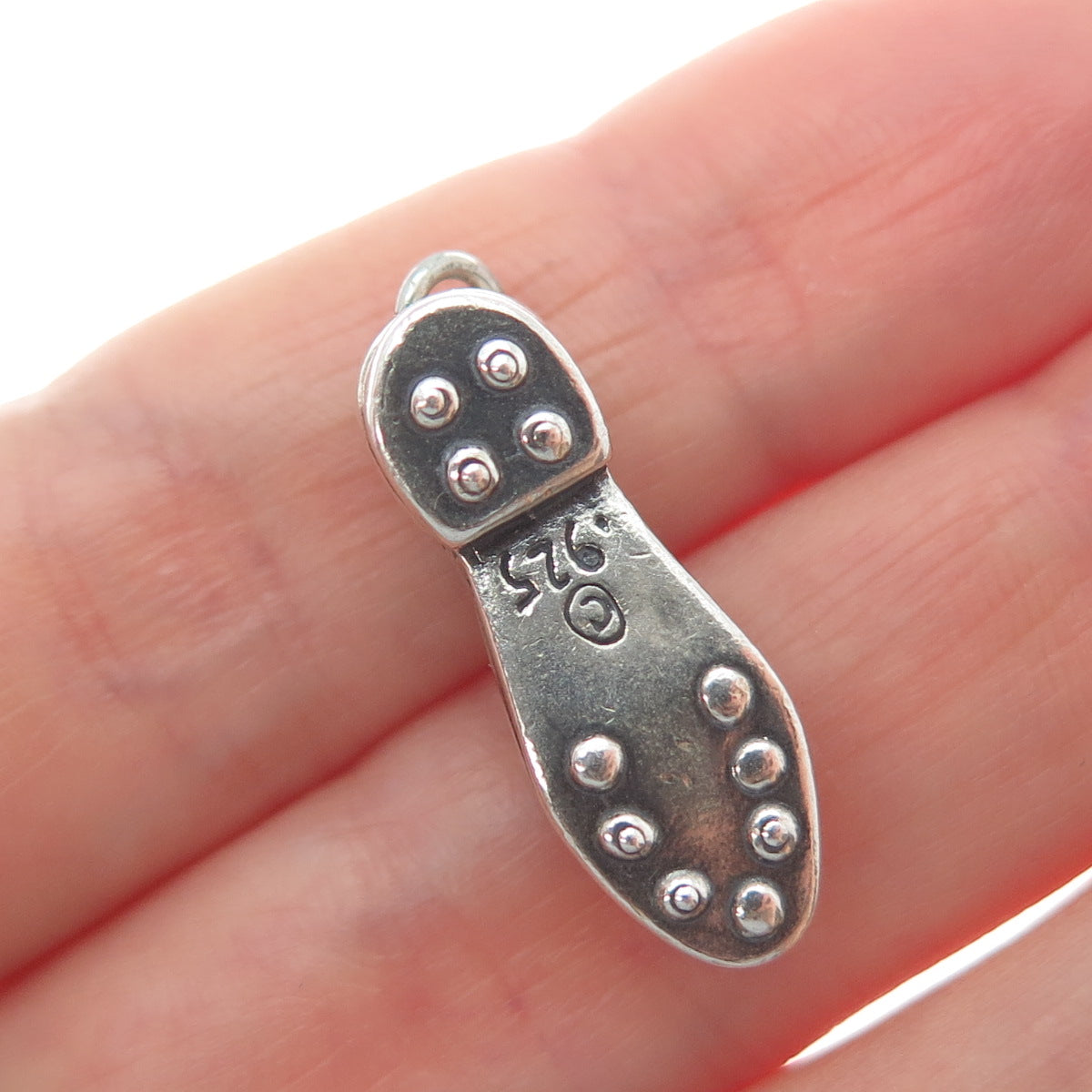 925 Sterling Silver Vintage Wedding Shoe Oxidized Minimalist 3D Charm Pendant