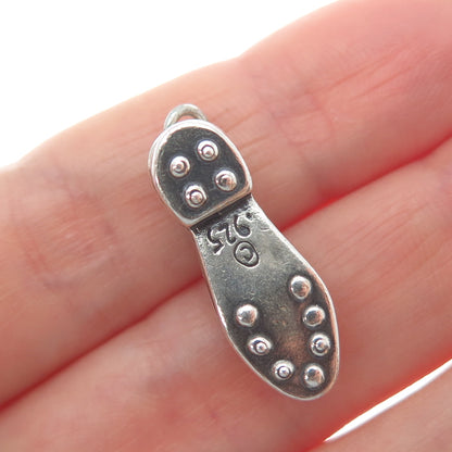 925 Sterling Silver Vintage Wedding Shoe Oxidized Minimalist 3D Charm Pendant