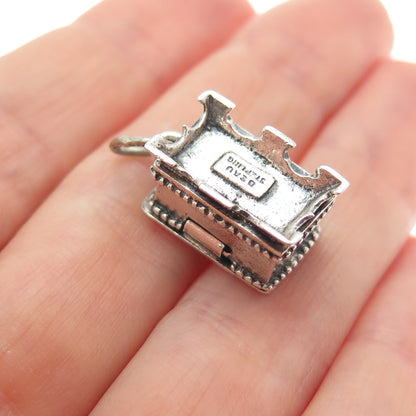 BEAU 925 Sterling Silver Vintage Hope Chest Minimalist Box Charm Pendant