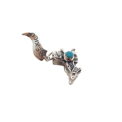 PACIFIC JEWELRY Old Pawn 925 Sterling Turquoise Mexico Horse Saddle Mini Pendant