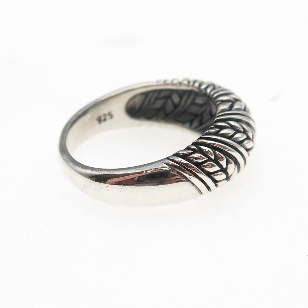 925 Sterling Silver Vintage Modernist Wheat Oxidized Ring Size 8