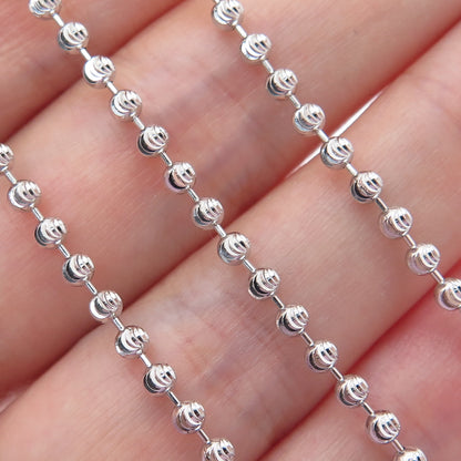 925 Sterling Silver Italy Diamond-Cut Ball Beaded Chain Necklace 36"