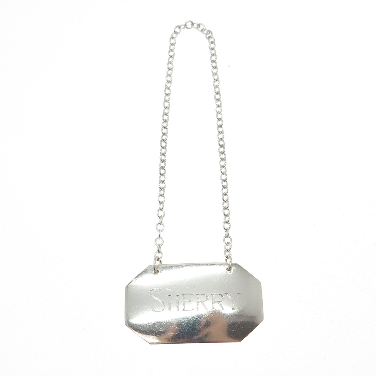 925 Sterling Silver Antique Art Deco Sherry Bottle Tag