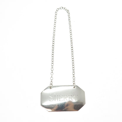 925 Sterling Silver Antique Art Deco Sherry Bottle Tag