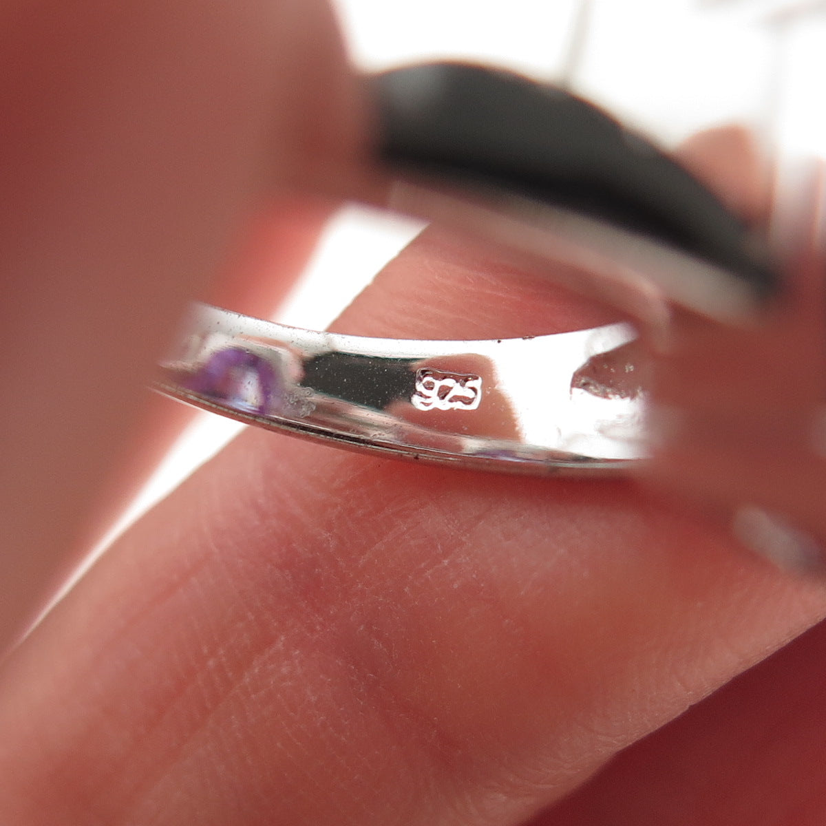 925 Sterling Silver Vintage Real Amethyst Ring Size 7