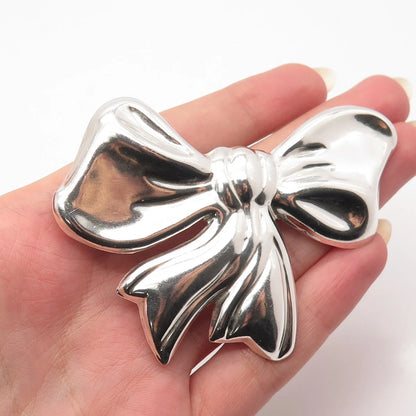 925 Sterling Silver Vintage Mexico Bow Pin Brooch / Pendant